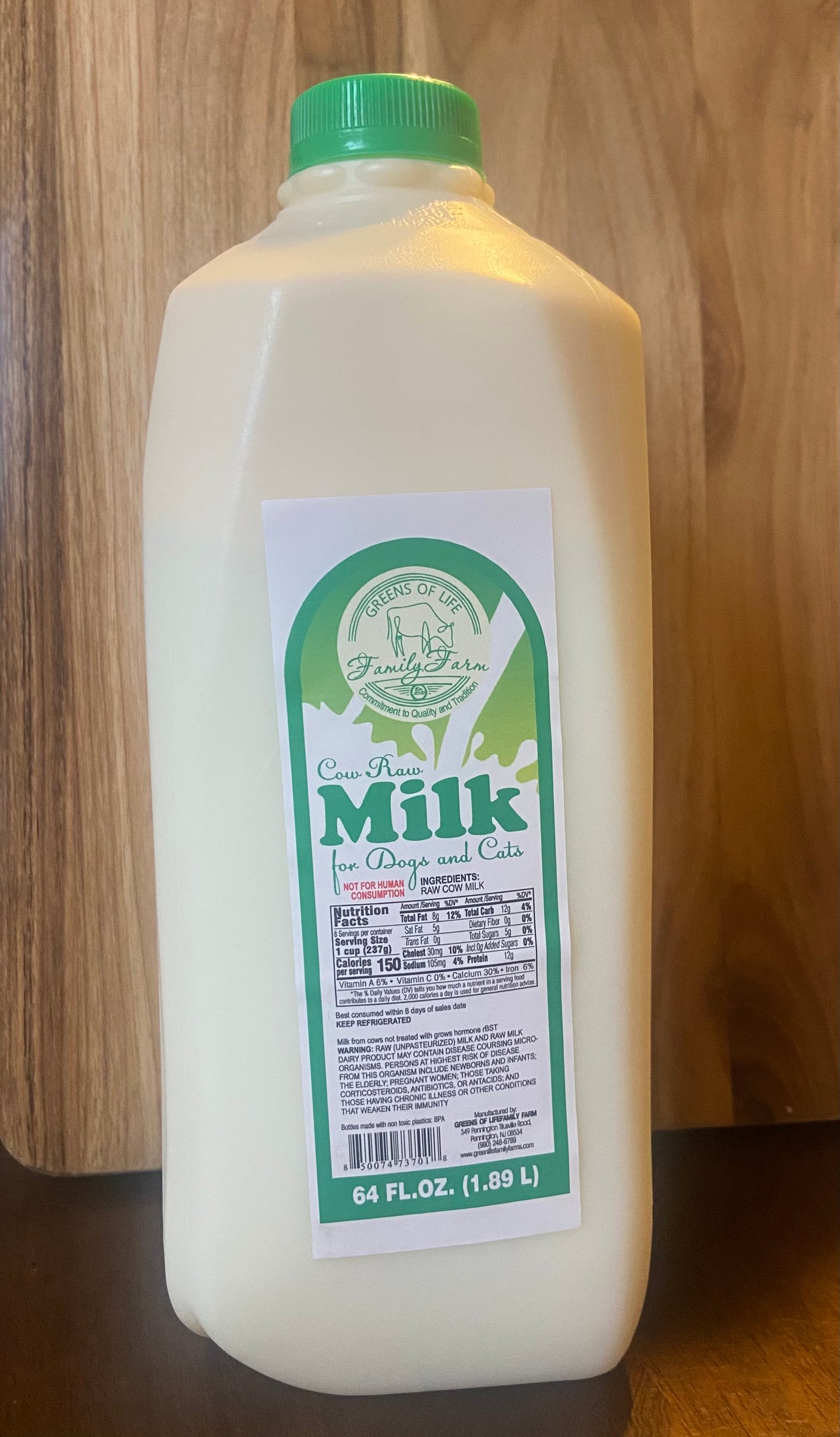 1/2 gallon raw milk