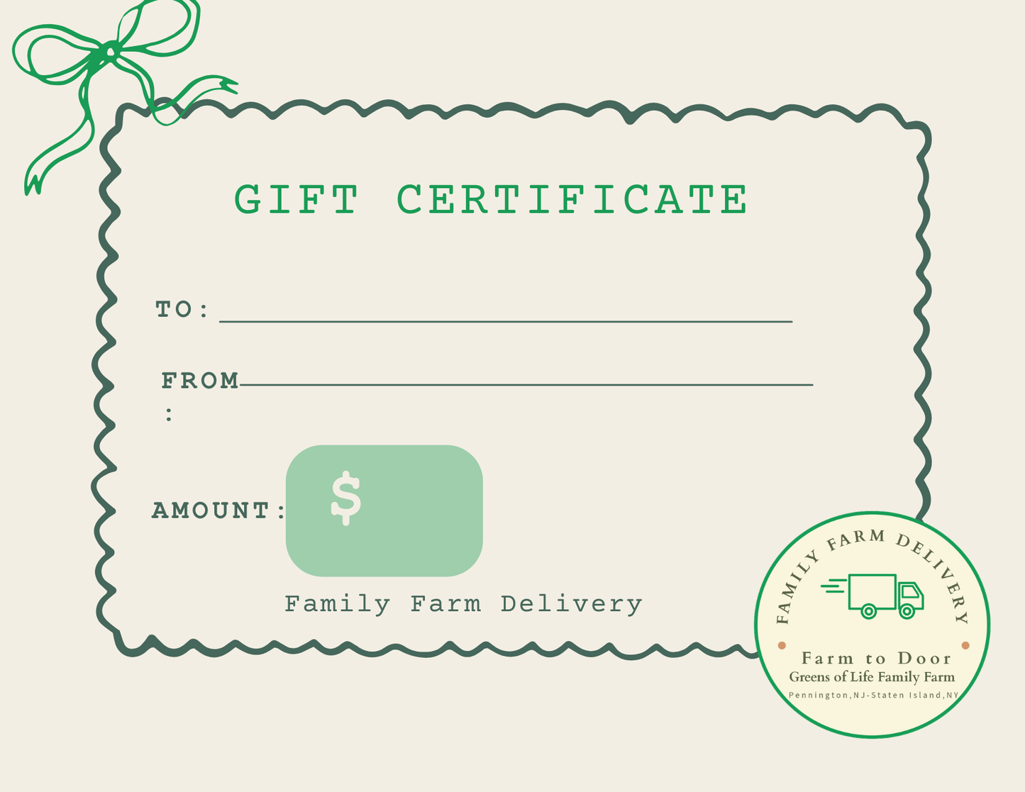 Family Farm Delivery-Gift Card